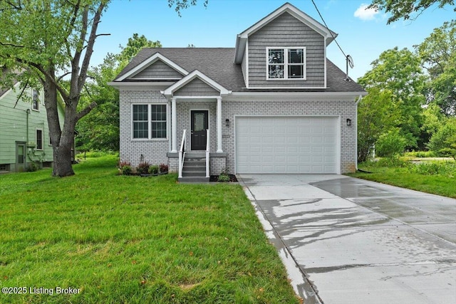 6702 Shirley Ave, Louisville, KY 40059 - view of front of home featuring brick siding, driveway, a front yard, and roof with shingles