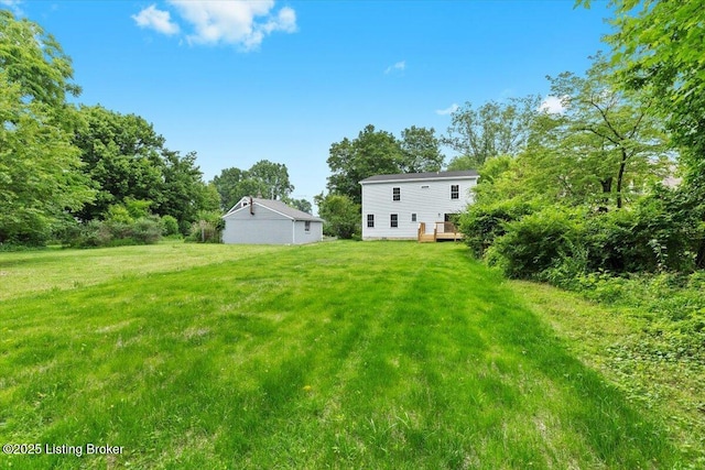 6702 Shirley Ave, Louisville, KY 40059 - view of grassy yard featuring a wooden deck