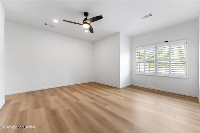 3447 Hurstbourne Ridge Blvd, Louisville, KY 40299 - spare room featuring light wood-type flooring, ceiling fan, baseboards, and recessed lighting