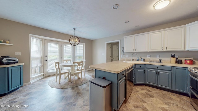 512 Valley College Dr, Louisville, KY 40272 - kitchen with gray cabinetry, stone finish floors, white cabinetry, and light countertops