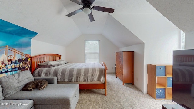 512 Valley College Dr, Louisville, KY 40272 - carpeted bedroom featuring vaulted ceiling and a ceiling fan