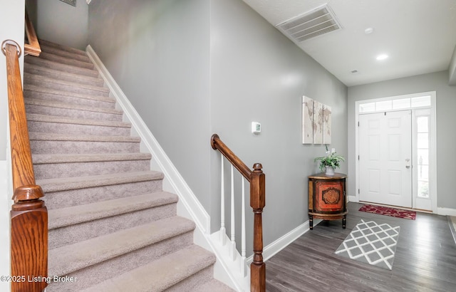 17121 Piton Way, Louisville, KY 40245 - entrance foyer featuring stairway, wood finished floors, baseboards, and recessed lighting