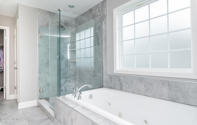 17121 Piton Way, Louisville, KY 40245 - full bathroom with a shower stall, a tub with jets, baseboards, and tile patterned flooring
