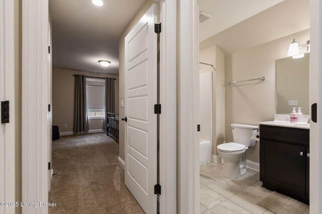 1911 Dressage Cir, Louisville, KY 40245 - full bath featuring vanity, toilet, bathing tub / shower combination, and baseboards