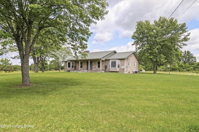 360 Pumpkin Rd, Shepherdsville, KY 40165 - ranch-style home with a front yard and a chimney
