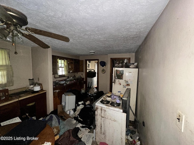 500 N 39th St, Louisville, KY 40212 - kitchen with a ceiling fan and a textured ceiling