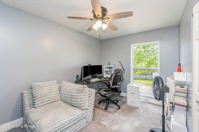 1000 Greenway Dr, Elizabethtown, KY 42701 - carpeted office featuring a ceiling fan and baseboards
