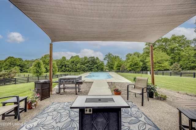4605 Clarkhurst Cir, Smithfield, KY 40068 - view of patio with area for grilling, an outdoor fire pit, and view of wooded area