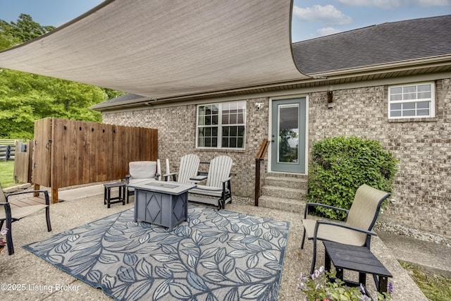 4605 Clarkhurst Cir, Smithfield, KY 40068 - view of patio / terrace with entry steps and an outdoor fire pit