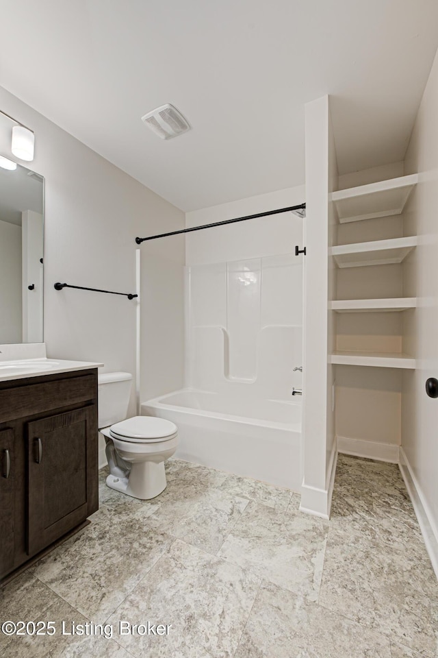 10938 Pheasant Hill Cir, Louisville, KY 40229 - bathroom with vanity, tub / shower combination, toilet, and baseboards