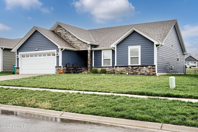 10938 Pheasant Hill Cir, Louisville, KY 40229 - ranch-style house with a garage, stone siding, and roof with shingles