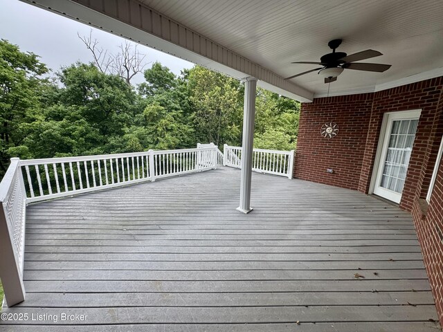 144 Woodhill Rd, Bardstown, KY 40004 - wooden terrace featuring a ceiling fan