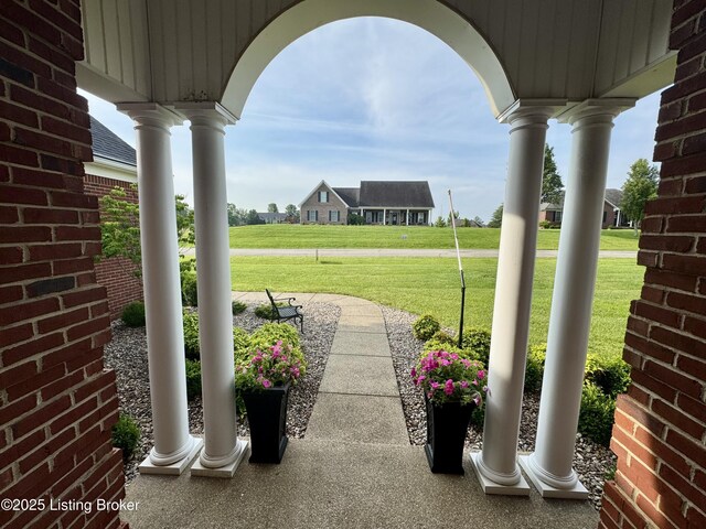 144 Woodhill Rd, Bardstown, KY 40004 - covered porch featuring a yard