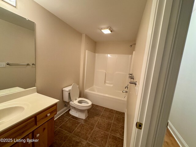 144 Woodhill Rd, Bardstown, KY 40004 - bathroom featuring vanity, toilet,  shower combination, baseboards, and tile patterned flooring