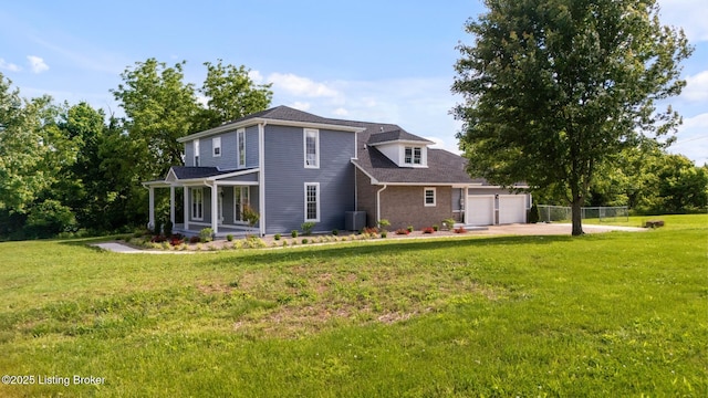 101 Harry Rucker Rd, Bardstown, KY 40004 - view of front of house featuring covered porch, a garage, concrete driveway, and central AC