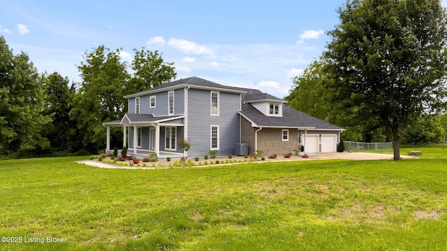 101 Harry Rucker Rd, Bardstown, KY 40004 - view of front of home featuring central AC unit, concrete driveway, a porch, and a garage