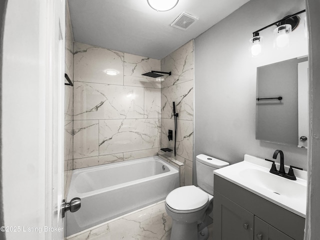 101 Harry Rucker Rd, Bardstown, KY 40004 - bathroom with vanity, bathtub / shower combination, toilet, and marble finish flooring