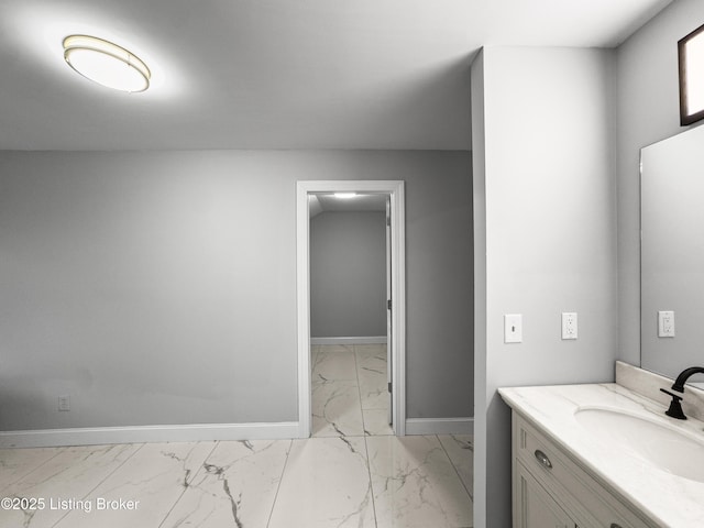 101 Harry Rucker Rd, Bardstown, KY 40004 - bathroom with marble look tiles, vanity, and baseboards