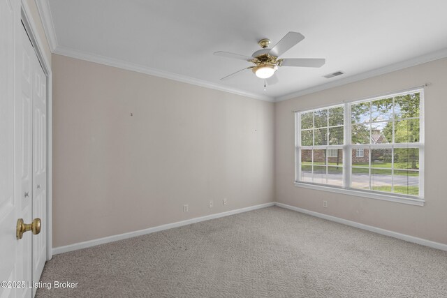 10106 Blossom Tree Way, Louisville, KY 40241 - empty room with baseboards, a ceiling fan, crown molding, and carpet flooring