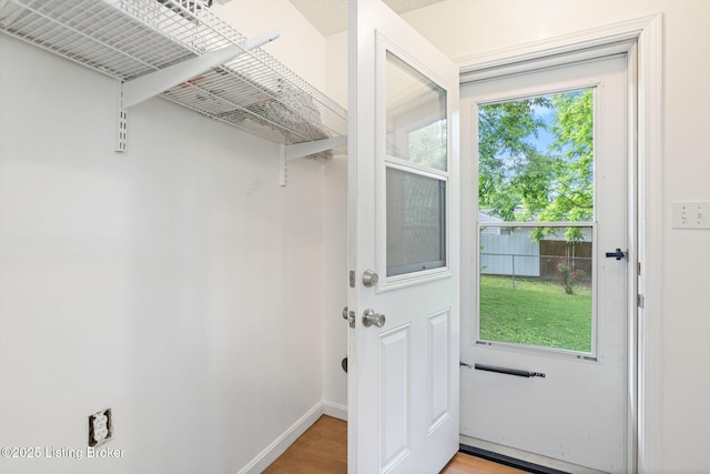5612 Oakridge Pl, Louisville, KY 40229 - doorway featuring light wood-style flooring and baseboards