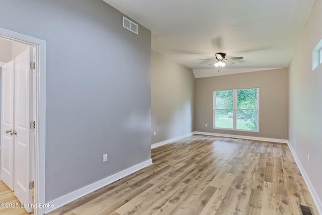 2519 Belknap Beach Rd, Prospect, KY 40059 - spare room featuring a ceiling fan, light wood finished floors, and baseboards