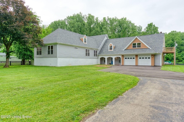 2519 Belknap Beach Rd, Prospect, KY 40059 - view of front of house with a shingled roof, asphalt driveway, a garage, and crawl space