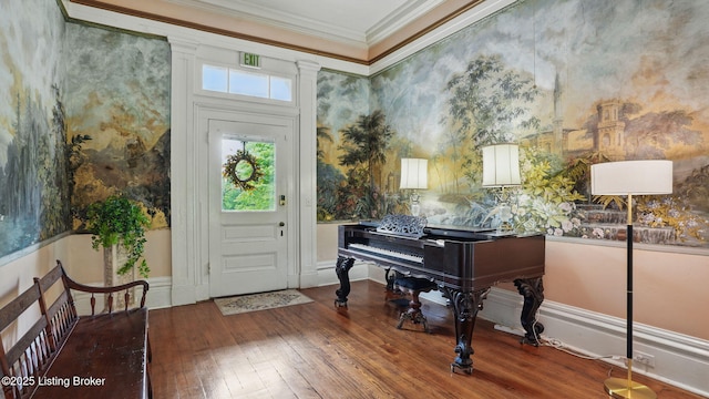 316 E Cross Main St, New Castle, KY 40050 - entryway with ornamental molding and hardwood / wood-style floors