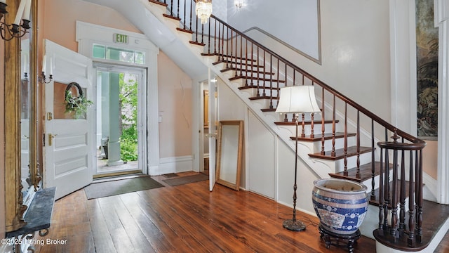 316 E Cross Main St, New Castle, KY 40050 - foyer entrance with hardwood / wood-style floors, stairs, and a high ceiling