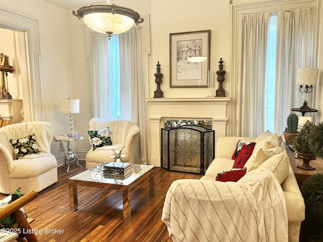 218 Locust St, Jeffersonville, IN 47130 - living area featuring a fireplace and wood finished floors