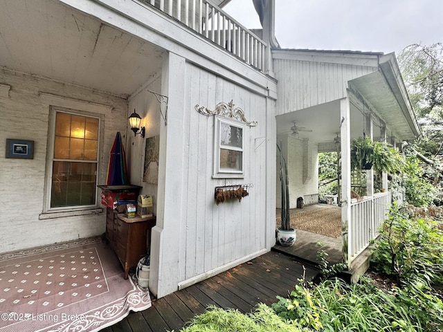 218 Locust St, Jeffersonville, IN 47130 - wooden deck featuring ceiling fan