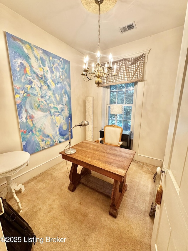218 Locust St, Jeffersonville, IN 47130 - dining room featuring carpet flooring and a chandelier