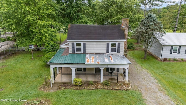 793 Samuels Loop, Coxs Creek, KY 40013 - view of front of property with a chimney, covered porch, dirt driveway, and metal roof