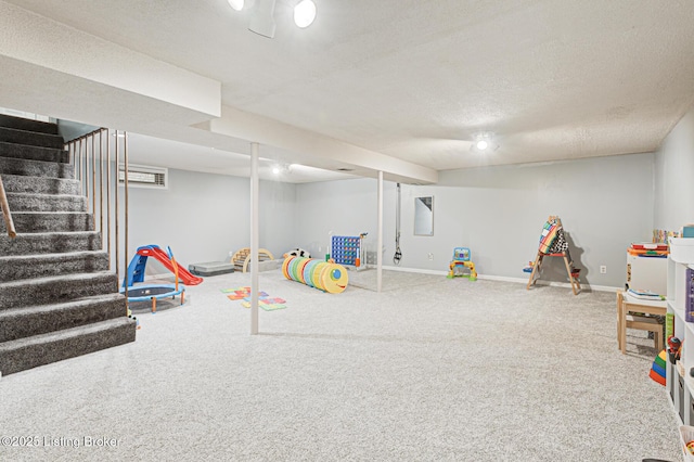 7020 Field View Ct, Louisville, KY 40291 - game room with carpet floors, a textured ceiling, and baseboards