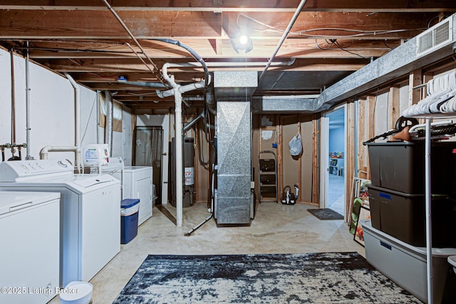 7020 Field View Ct, Louisville, KY 40291 - unfinished below grade area featuring gas water heater, washing machine and dryer, and heating unit