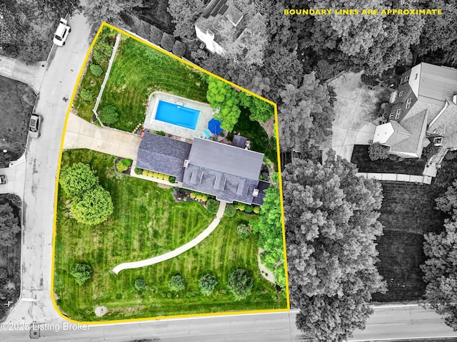 2501 Newburg Rd, Louisville, KY 40205 - aerial overview of property's location with a pool area and property parcel outlined