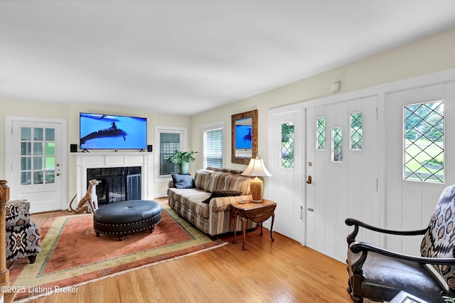 2501 Newburg Rd, Louisville, KY 40205 - living area featuring light wood-type flooring and a glass covered fireplace