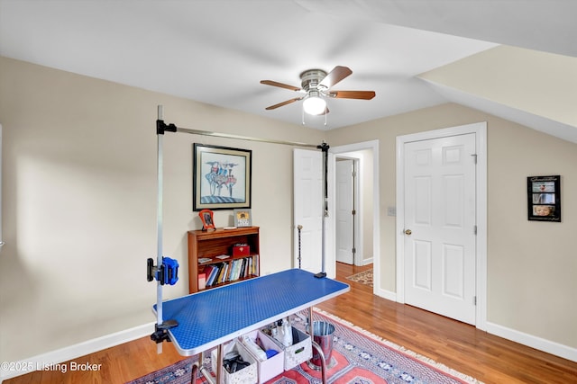 2501 Newburg Rd, Louisville, KY 40205 - recreation room with ceiling fan, wood finished floors, and baseboards