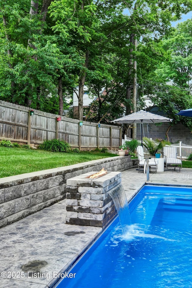 2501 Newburg Rd, Louisville, KY 40205 - view of pool with an outdoor fire pit, a patio area, and a fenced backyard