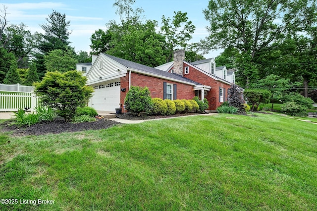 2501 Newburg Rd, Louisville, KY 40205 - view of home's exterior with brick siding, a garage, and a chimney