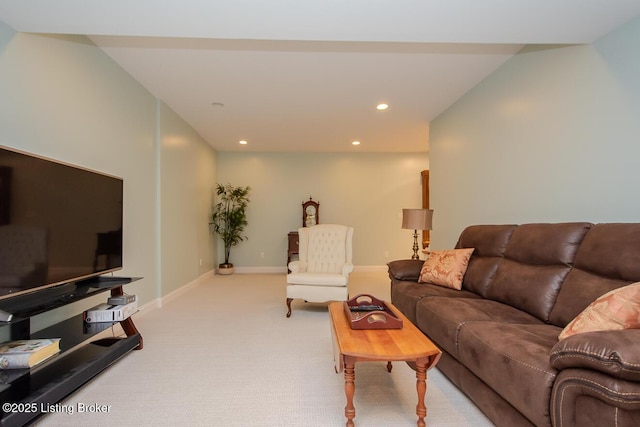 9200 Axminster Dr, Louisville, KY 40299 - living room with light carpet, recessed lighting, and baseboards