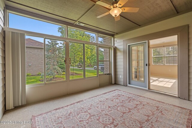 1208 Elderberry Ln, Louisville, KY 40243 - unfurnished sunroom featuring a ceiling fan