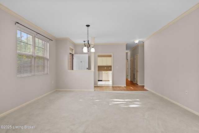 1208 Elderberry Ln, Louisville, KY 40243 - carpeted spare room with a chandelier and ornamental molding