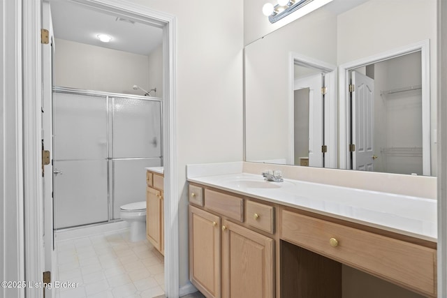 1208 Elderberry Ln, Louisville, KY 40243 - full bathroom with a stall shower, vanity, and a walk in closet