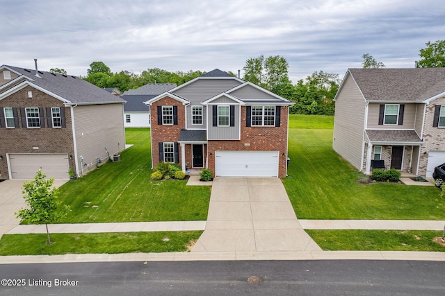 11905 Cascade Falls Trl, Louisville, KY 40229 - traditional-style home with brick siding, an attached garage, driveway, and a front yard