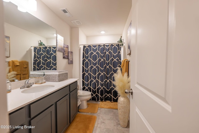 11905 Cascade Falls Trl, Louisville, KY 40229 - bathroom with vanity, toilet, tile patterned flooring, and curtained shower