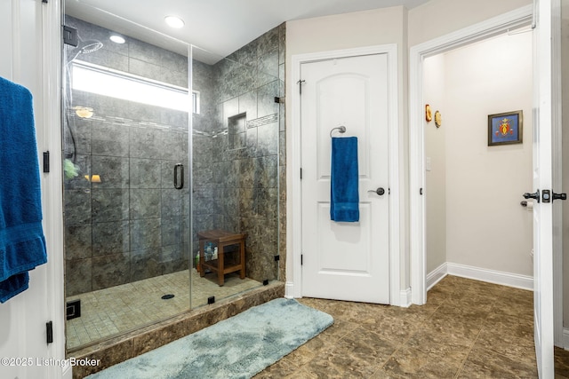 17900 Meremont Heights Way, Louisville, KY 40245 - bathroom featuring a shower stall and baseboards