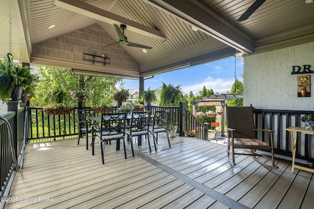 17900 Meremont Heights Way, Louisville, KY 40245 - deck with ceiling fan and outdoor dining space