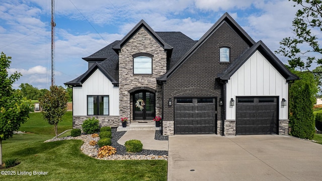 118 Stable Way, Jeffersonville, IN 47130 - view of front of home with board and batten siding, stone siding, and concrete driveway