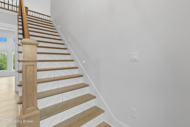 118 Stable Way, Jeffersonville, IN 47130 - stairs with a towering ceiling and wood finished floors