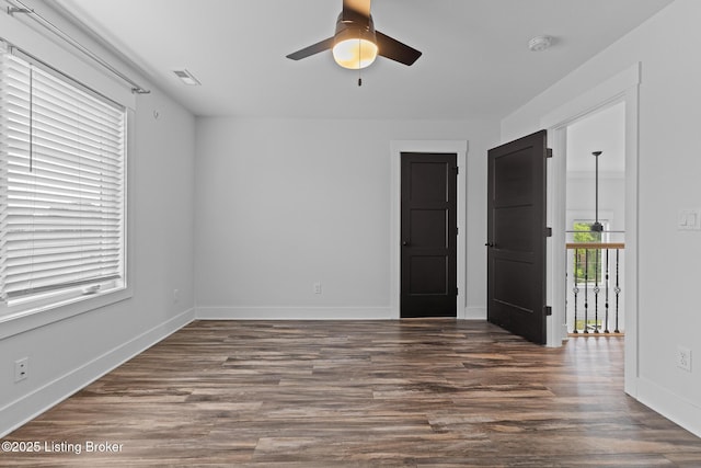 118 Stable Way, Jeffersonville, IN 47130 - empty room featuring ceiling fan, a smoke detector, wood finished floors, and baseboards